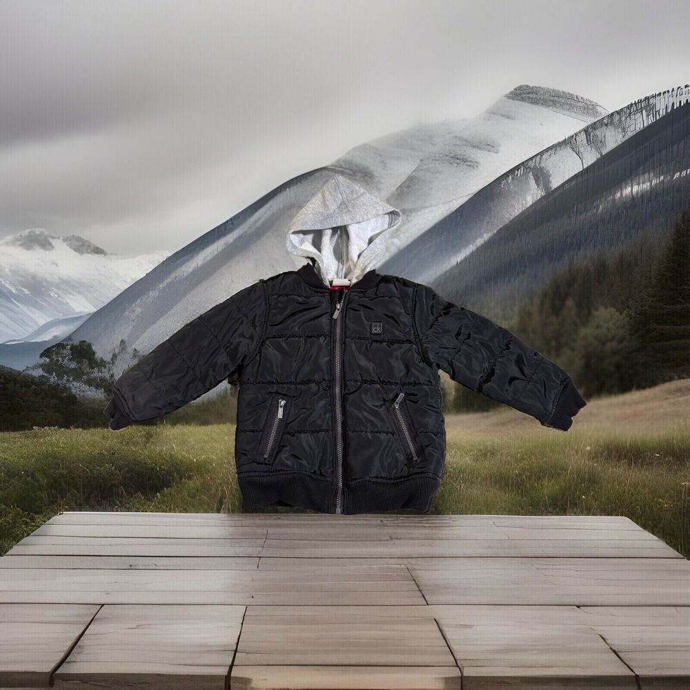 Calvin Klein Puffer Jacket Youth Size 24M Black Gray Outdoor Coat Boys
